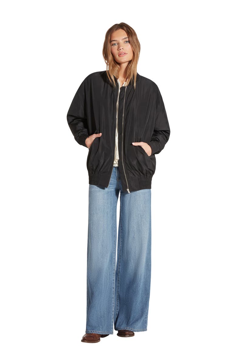 WISHLIST Long Bomber Jacket, Alternate, color, Black