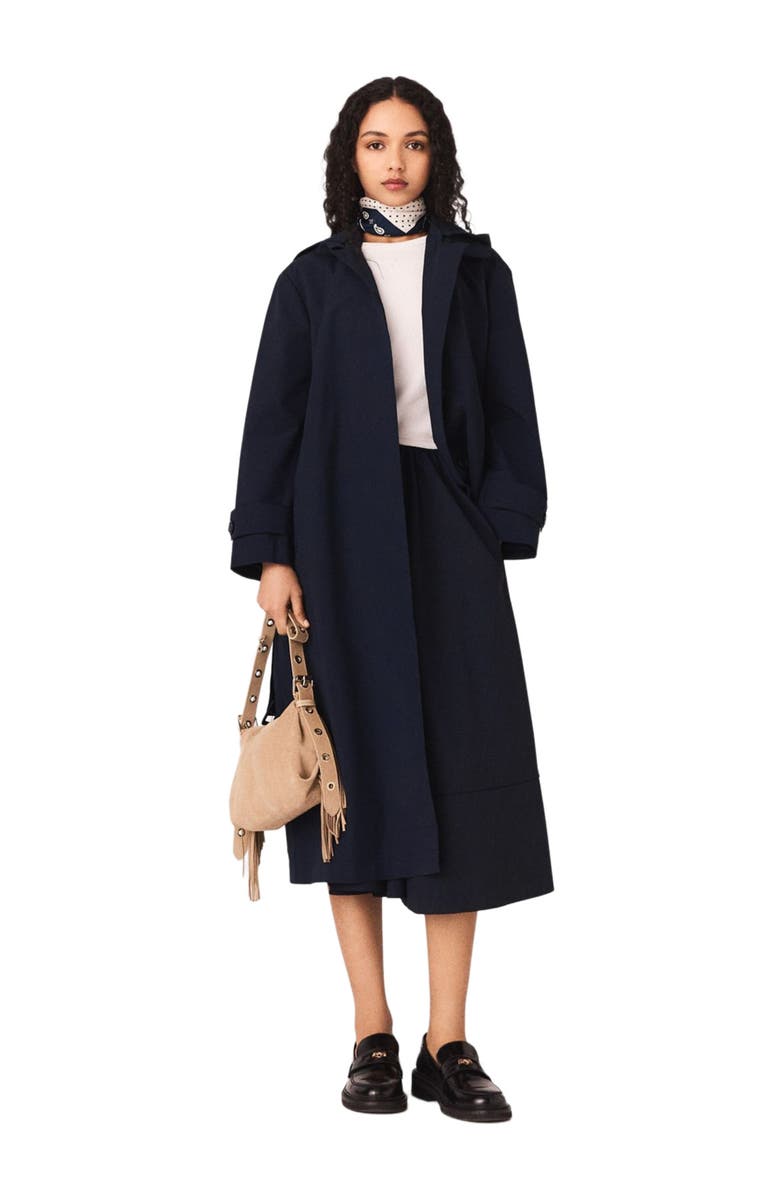 maje Removable rhinestone-hood trench, Main, color, Navy