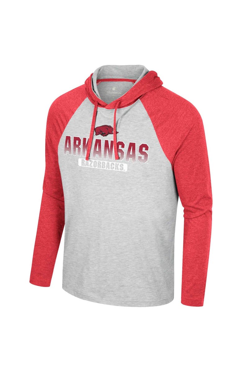 COLOSSEUM Men's Colosseum  Heather Grey Arkansas Razorbacks Hasta La Vista Raglan Hoodie Long Sleeve T-Shirt, Alternate, color, Heather Gray