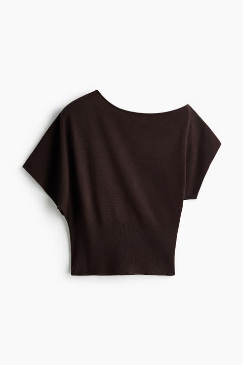Fine-knit One-shoulder Top