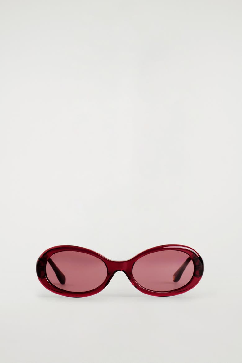 Oval Sunglasses, Alternate, color, BORDEAUX