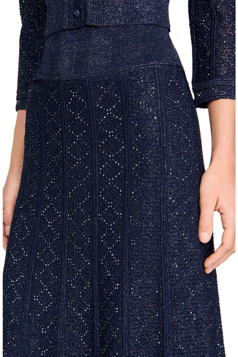 Rhinestone knit maxi skirt, Alternate, color, Navy blue
