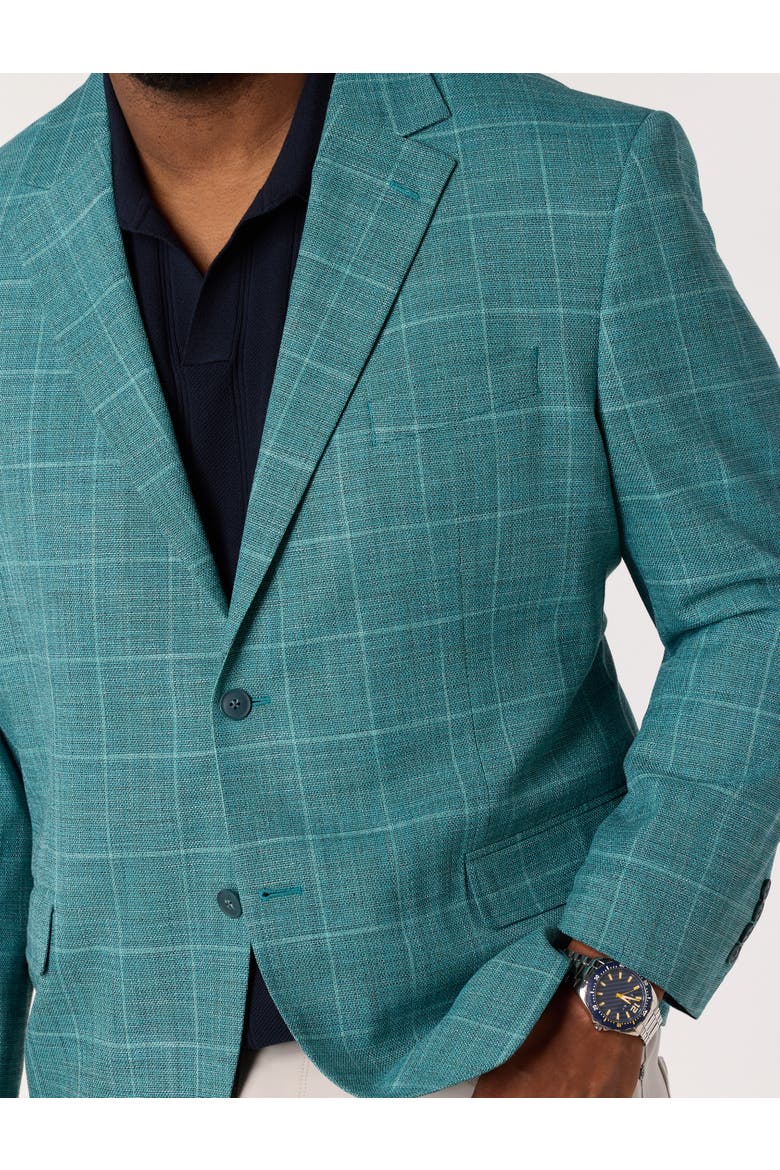 Big & Tall  Textured Windowpane Sport Coat, Alternate, color, TEAL