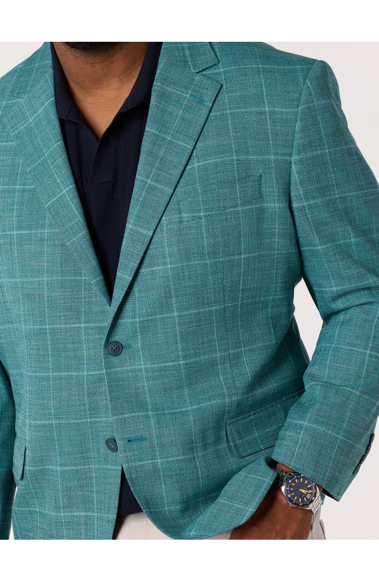 Oak Hill by DXL Big & Tall  Textured Windowpane Sport Coat, Alternate, color, Teal