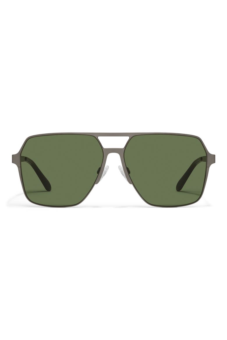Backstage Pass 60mm Aviator Sunglasses, Main, color, GUNMETAL / GREEN