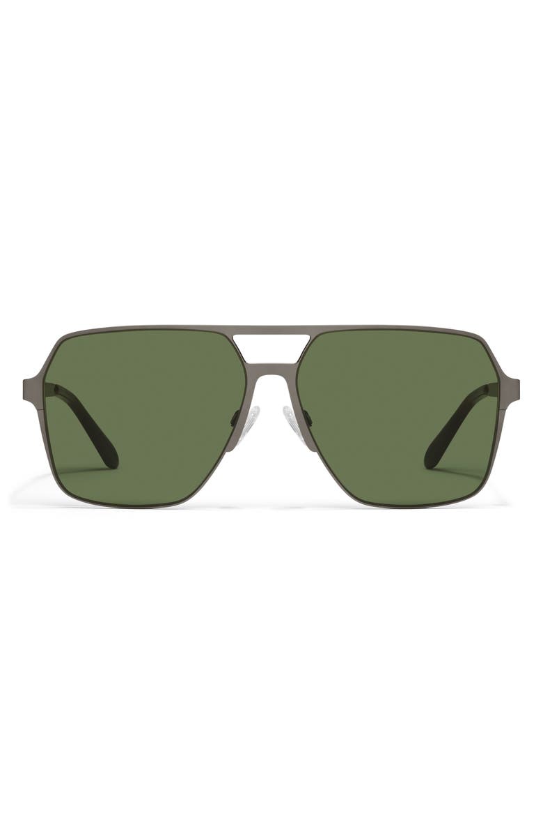 QUAY Backstage Pass 60mm Aviator Sunglasses, Main, color, Gunmetal / Green
