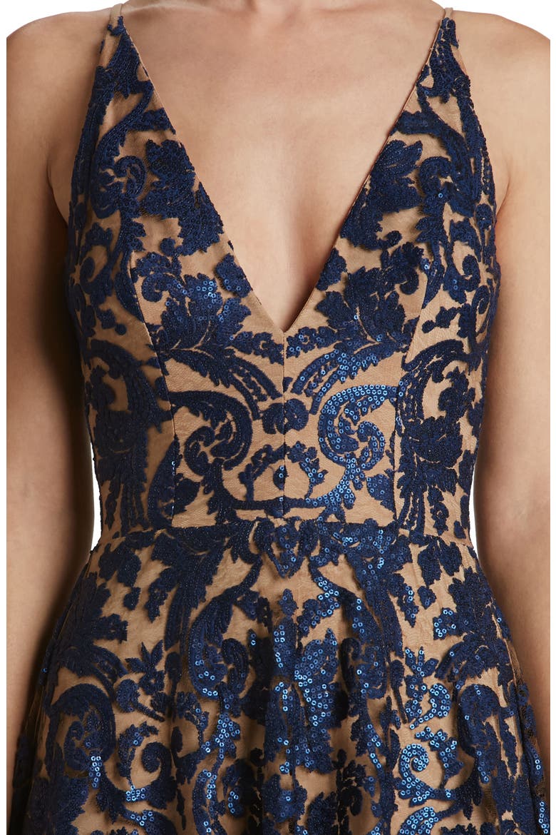 Blair Embellished Fit & Flare Cocktail Dress, Alternate, color, NAVY/ NUDE