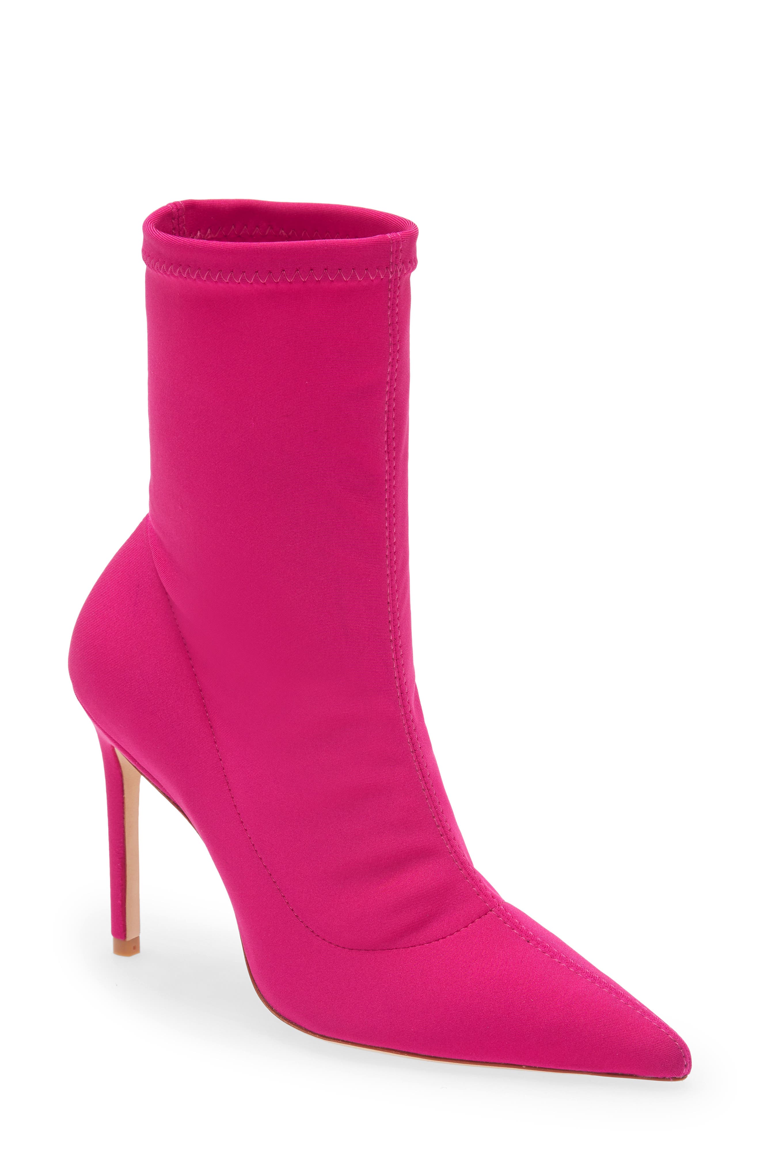 Stuart Weitzman 100 Pointed Toe Stretch Bootie, Main, color, Magenta