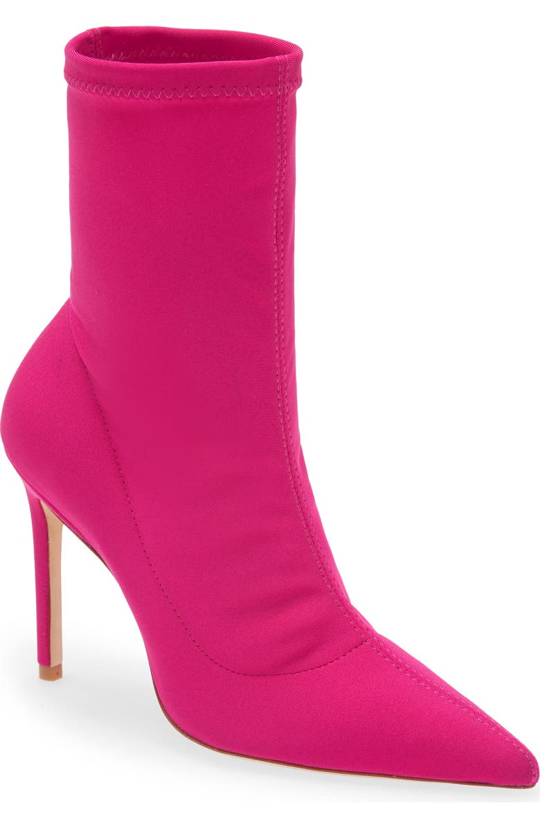 Stuart Weitzman 100 Pointed Toe Stretch Bootie, Main, color, Magenta