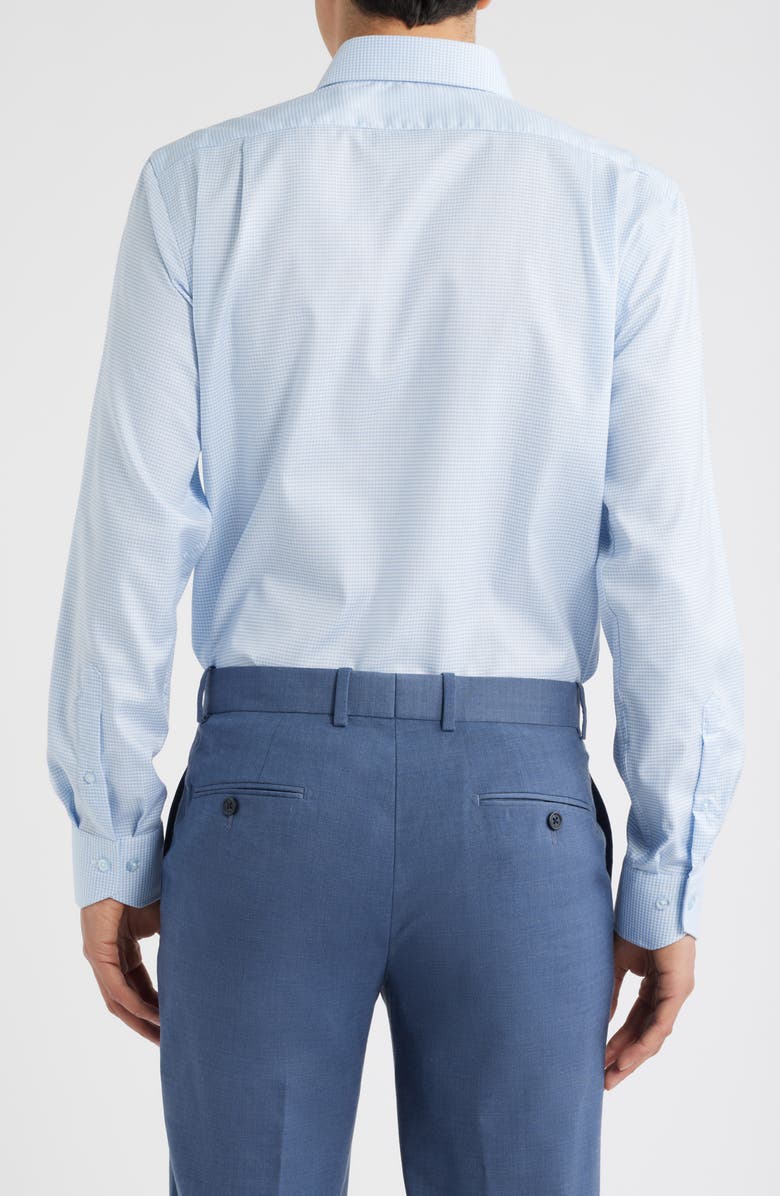 Lorenzo Uomo Trim Fit Houndstooth Check Stretch Cotton Dress Shirt, Alternate, color, Light Blue