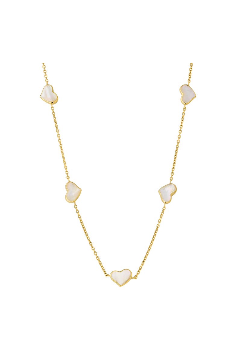 Jan Leslie Five Station Heart 30" Necklace Set In Sterling Silver With 18K Gold Overlay, Main, color, White