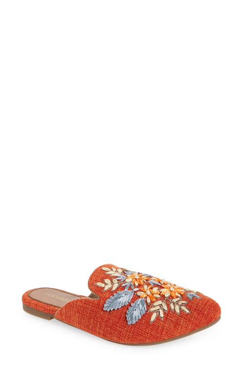 Fuchsia Jute Embroidered Mule In Pink