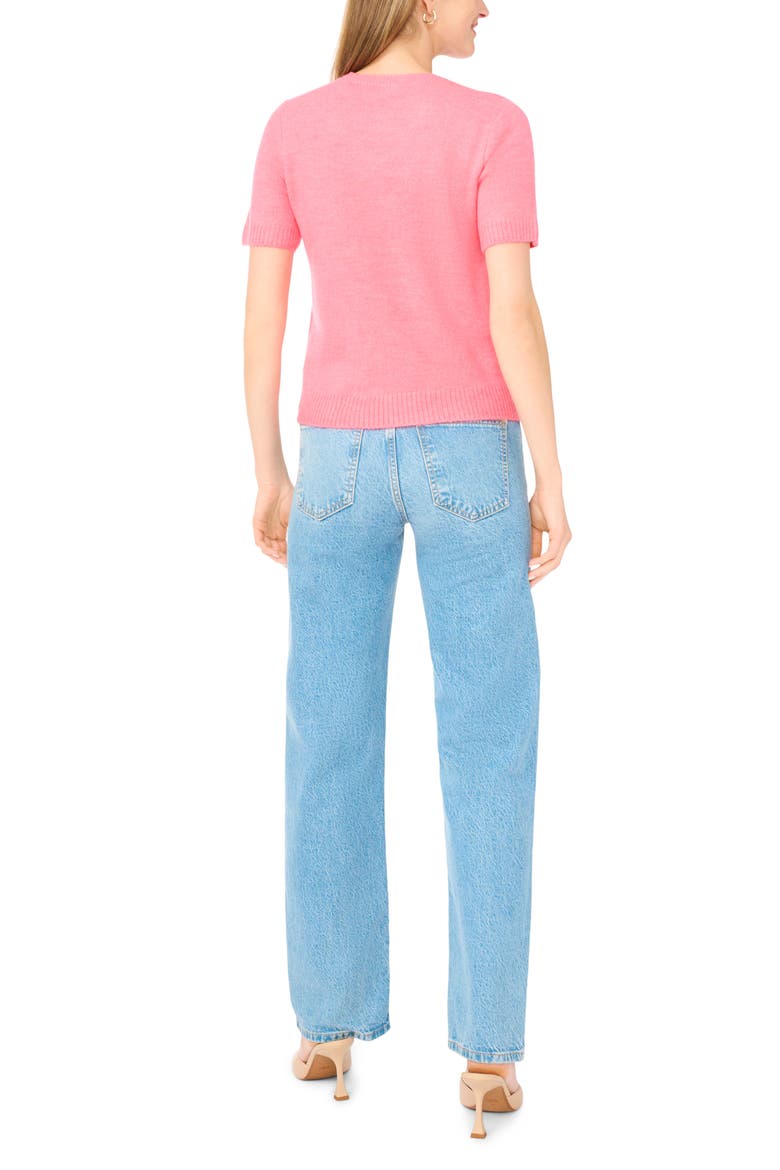 Short Sleeve Sweater, Alternate, color, POP PINK