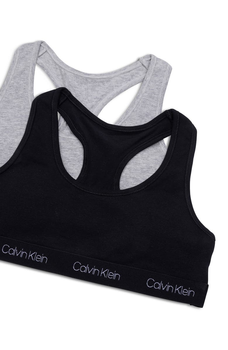 Calvin Klein Kids' Assorted 2-Pack Racerback Bras, Alternate, color, Black/ Heather Gray