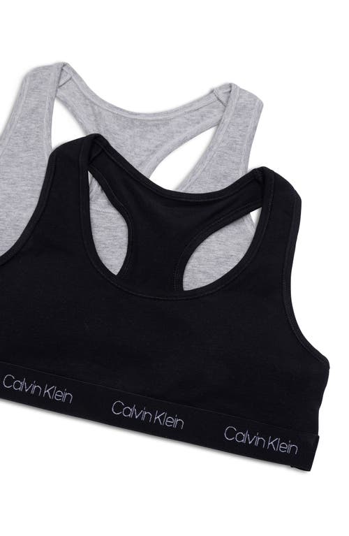 Shop Calvin Klein Kids' Assorted 2-pack Racerback Bras In Black/heather Gray