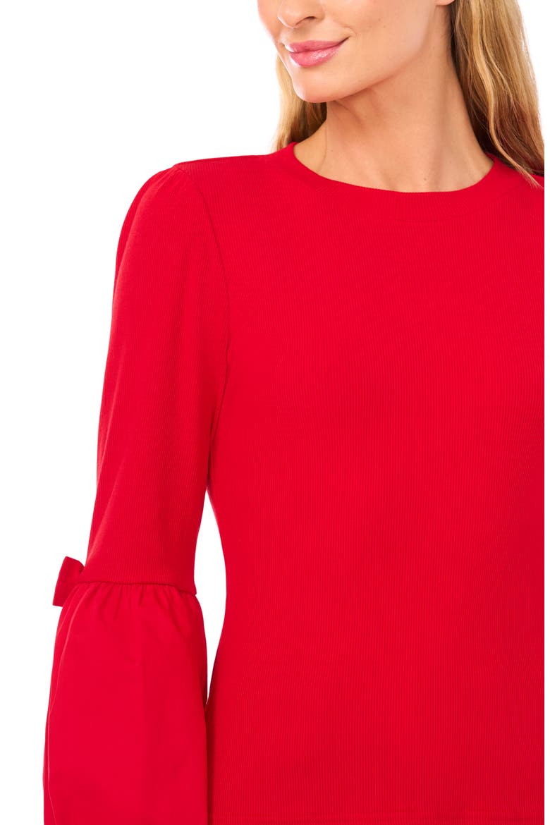 Mixed Media Layered Look Sweater, Alternate, color, STOPLIGHT RED