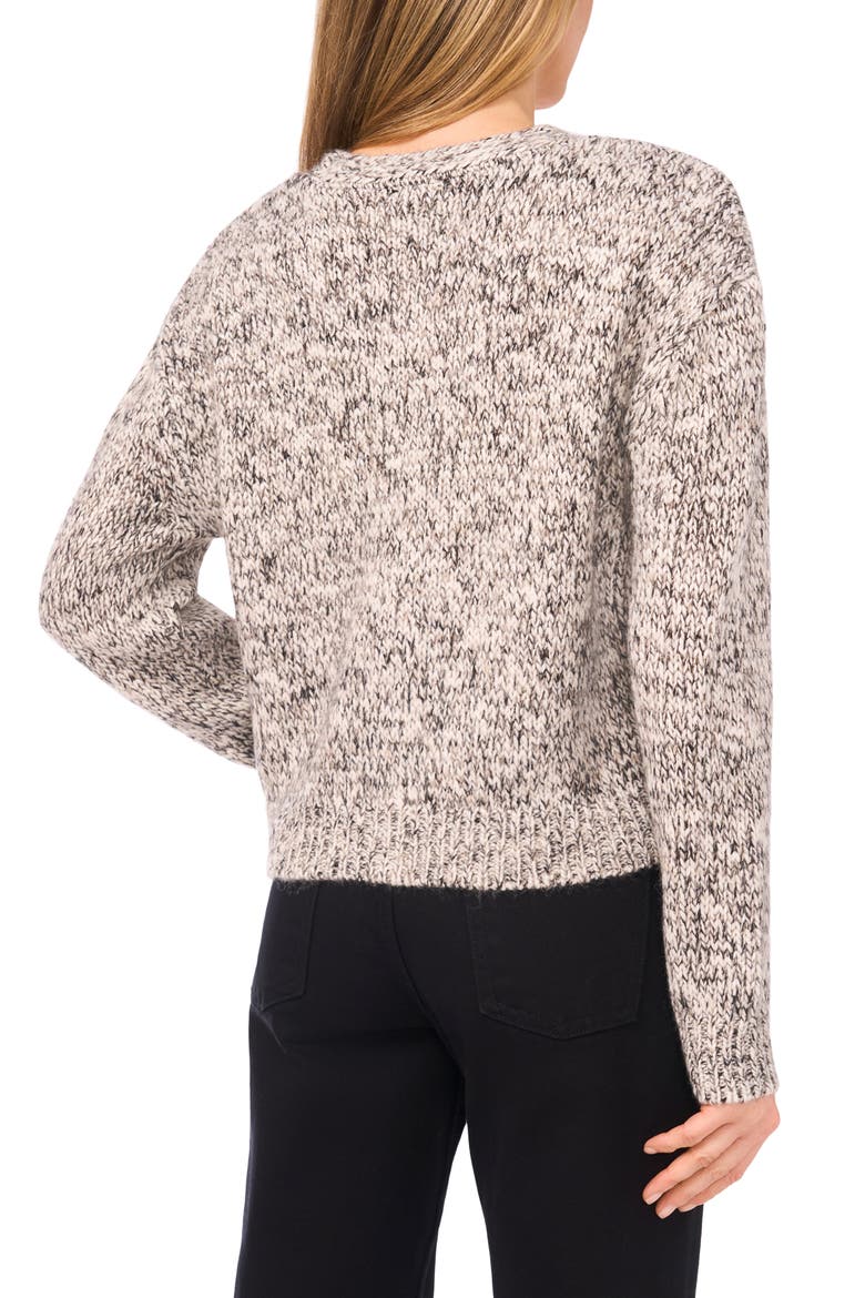 CARDIGAN W/ MARL YARN, Alternate, color, BIRCH/ BLACK MARL