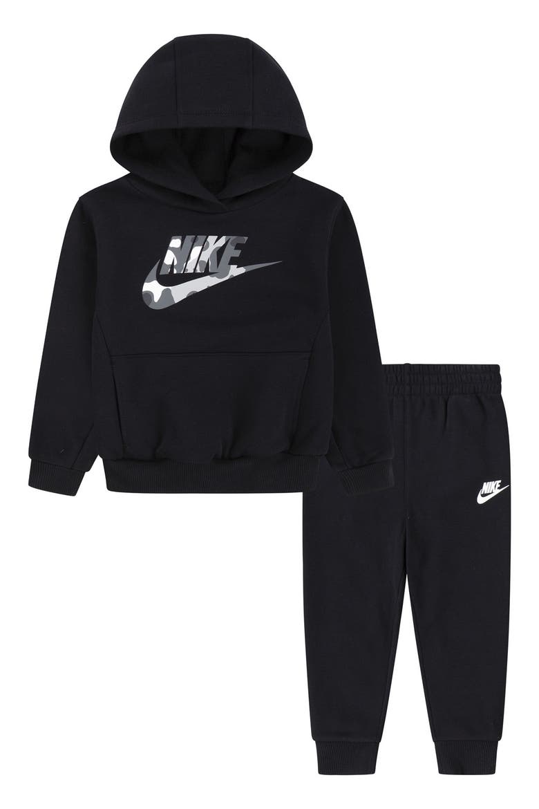Kids' Camo Logo Hoodie & Sweatpants Set, Main, color, BLACK
