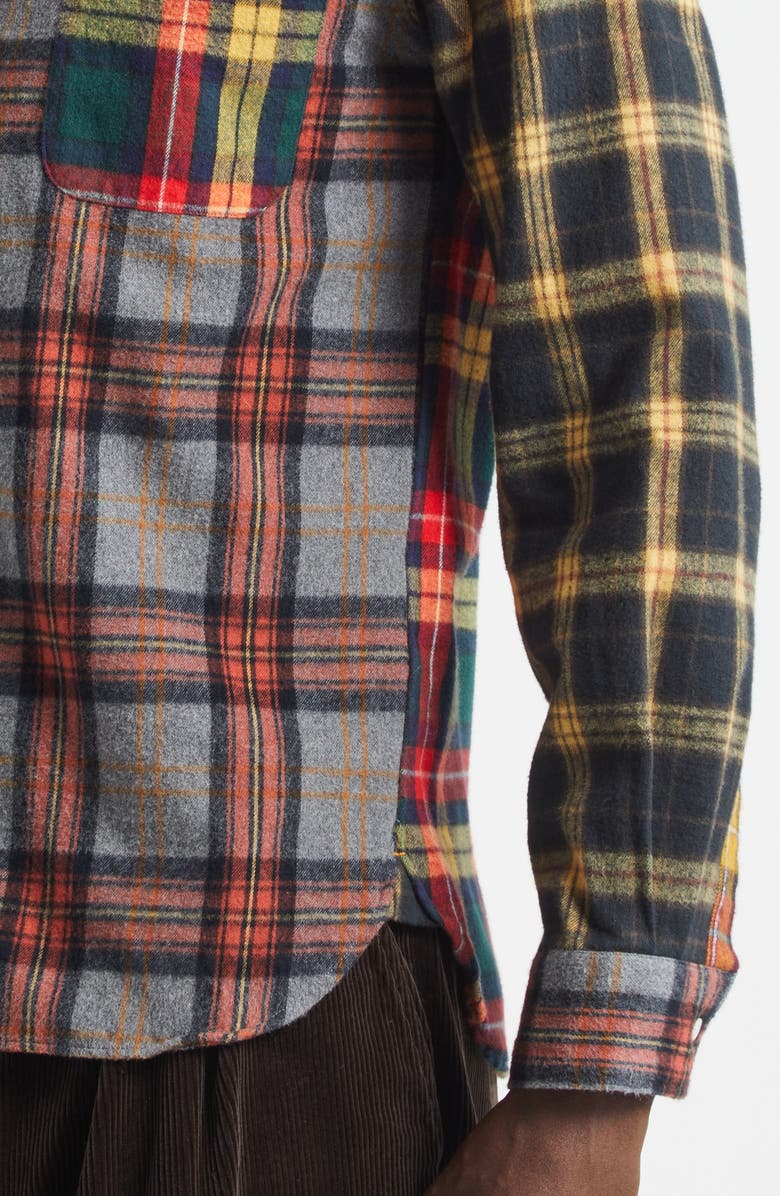 BEAMS Plaid Flannel Button-Down Shirt, Alternate, color, Yellow