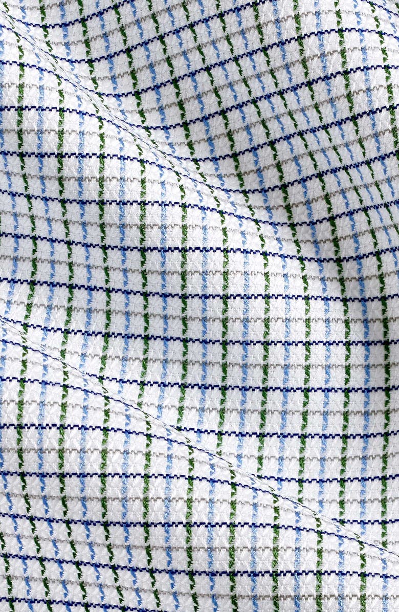 David Donahue Trim Fit Microcheck Textured Cotton Dobby Dress Shirt, Alternate, color, Blue/ Green