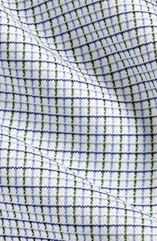 David Donahue Trim Fit Microcheck Textured Cotton Dobby Dress Shirt In Blue