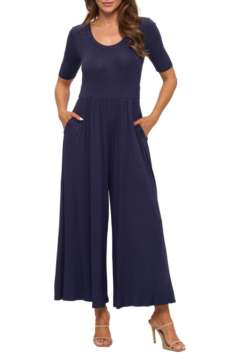 WEST K Elbow Sleeve Wide Leg Jumpsuit, Main, color, Navy