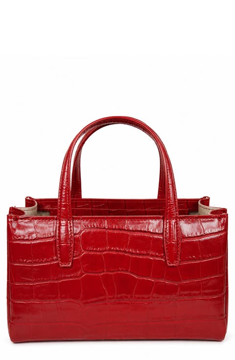Violetta Croc Embossed Leather Shoulder Bag