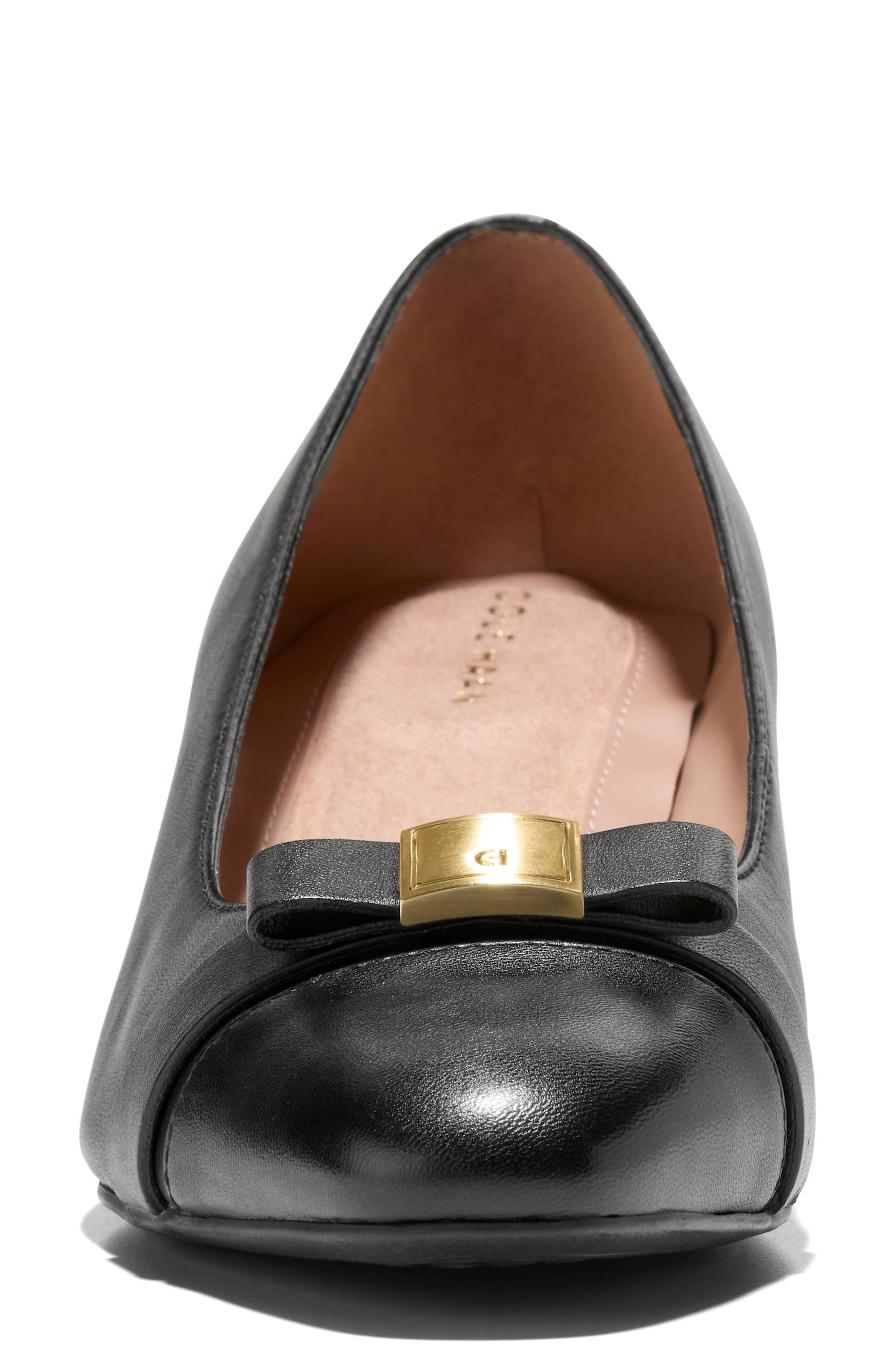Cole Haan Malta Bow Wedge Pump, Alternate, color, Black Leather