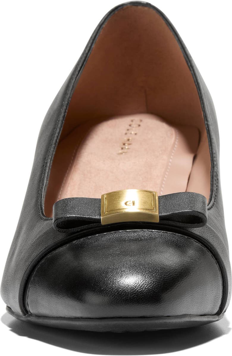 Cole Haan Malta Bow Wedge Pump, Alternate, color, Black Leather