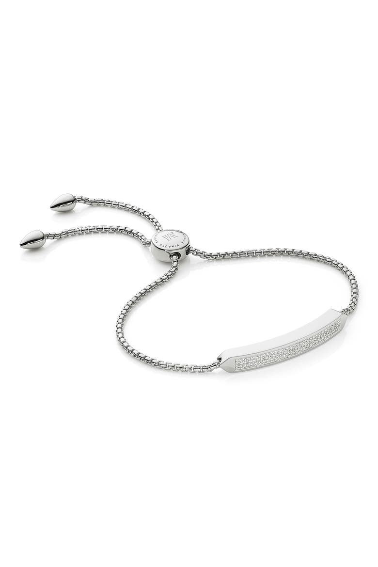Baja Skinny Pavé Diamond Bracelet, Main, color, SILVER