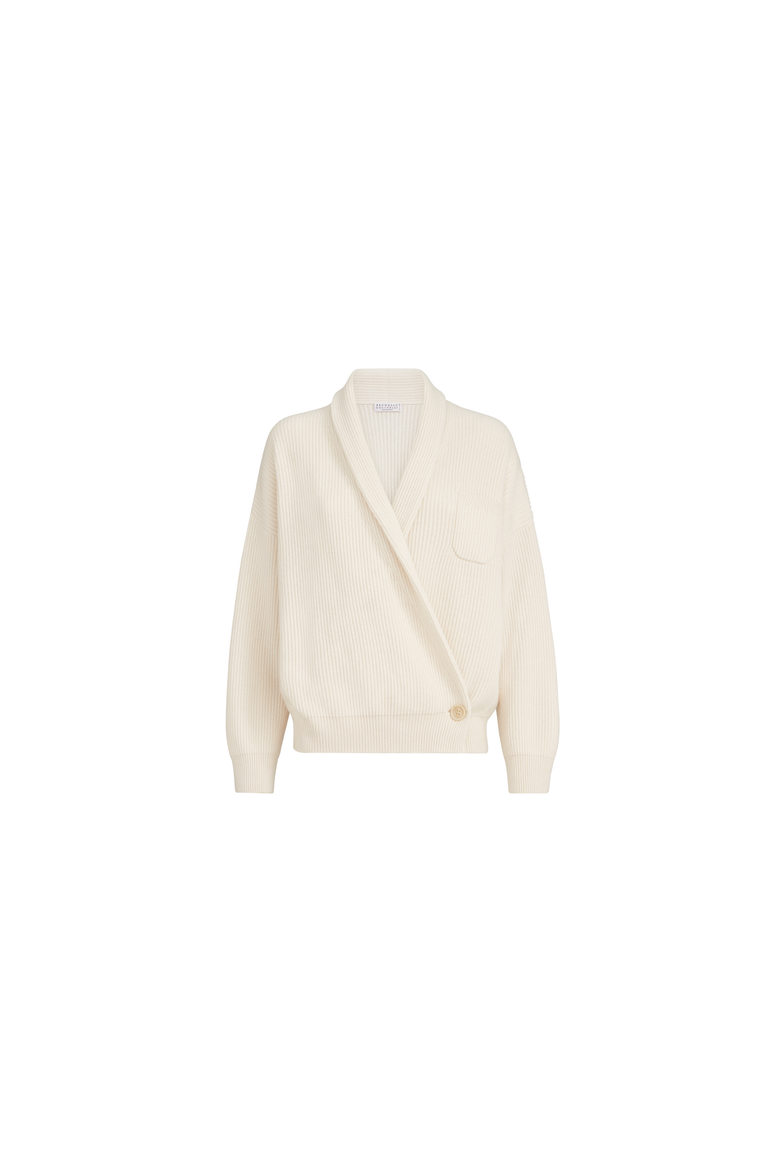 Cashmere English rib cardigan, Alternate, color, Butter