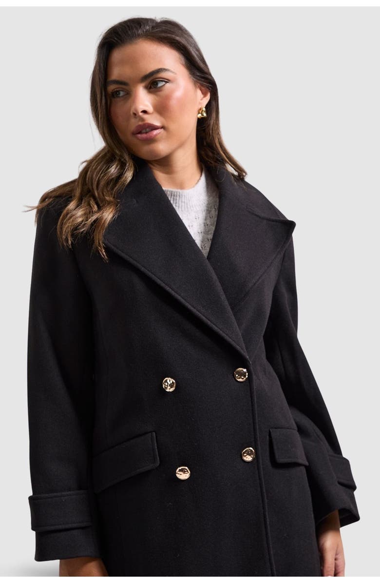 Wallis Mid Length Double Breasted Coat, Alternate, color, Black