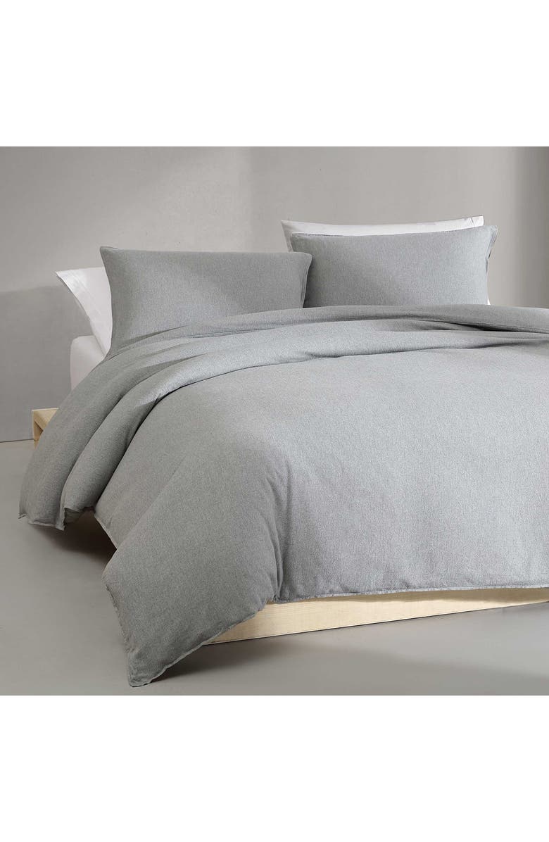 Calvin Klein Mélange Flannel Comforter & Sham Set, Alternate, color, Silver Grey