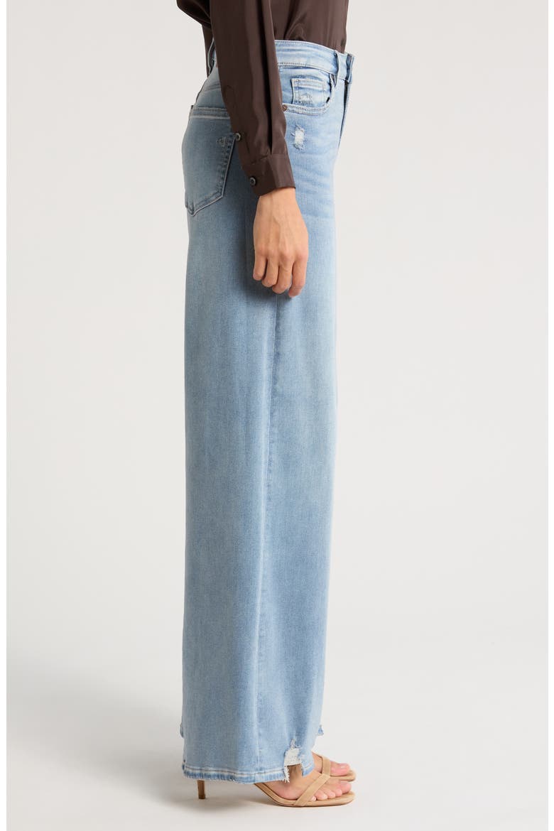 Chewed Hem Super Wide Leg Jeans, Alternate, color, LIGHT WASH