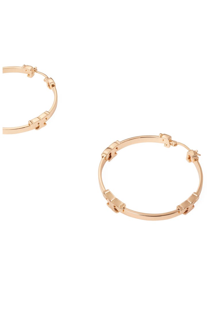 Serif T Hoop Earrings, Alternate, color, TORY GOLD