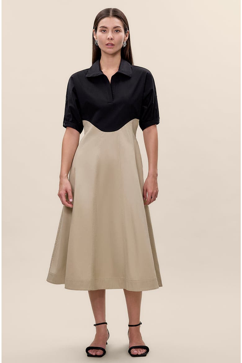 Elspeth Colorblock Dress, Main, color, Black/Tan