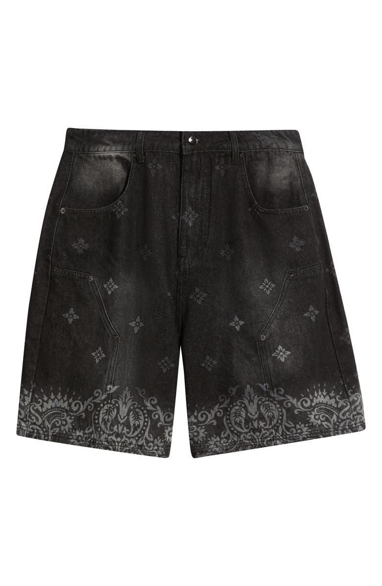 CRIMINAL DAMAGE Laser Print Denim Shorts, Alternate, color, 