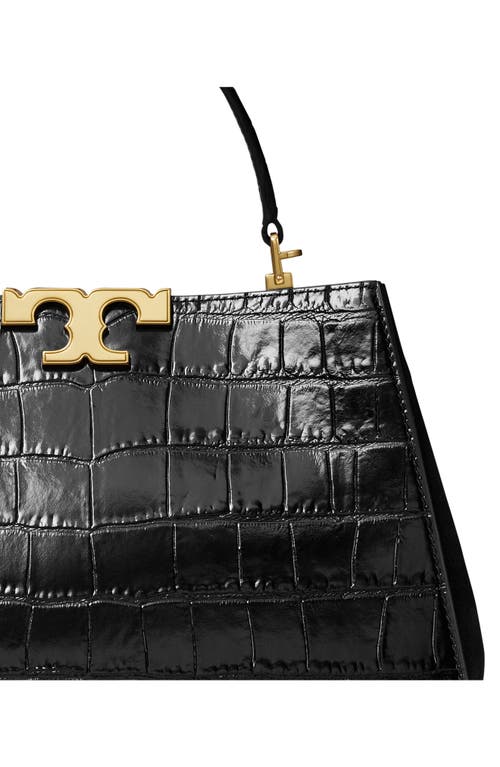 Tory Burch Eleanor Croc-embossed Leather Satchel Bag In Black