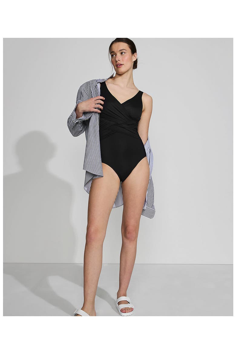 New SlenderSuit Wrap One Piece Swimsuit, Alternate, color, Black