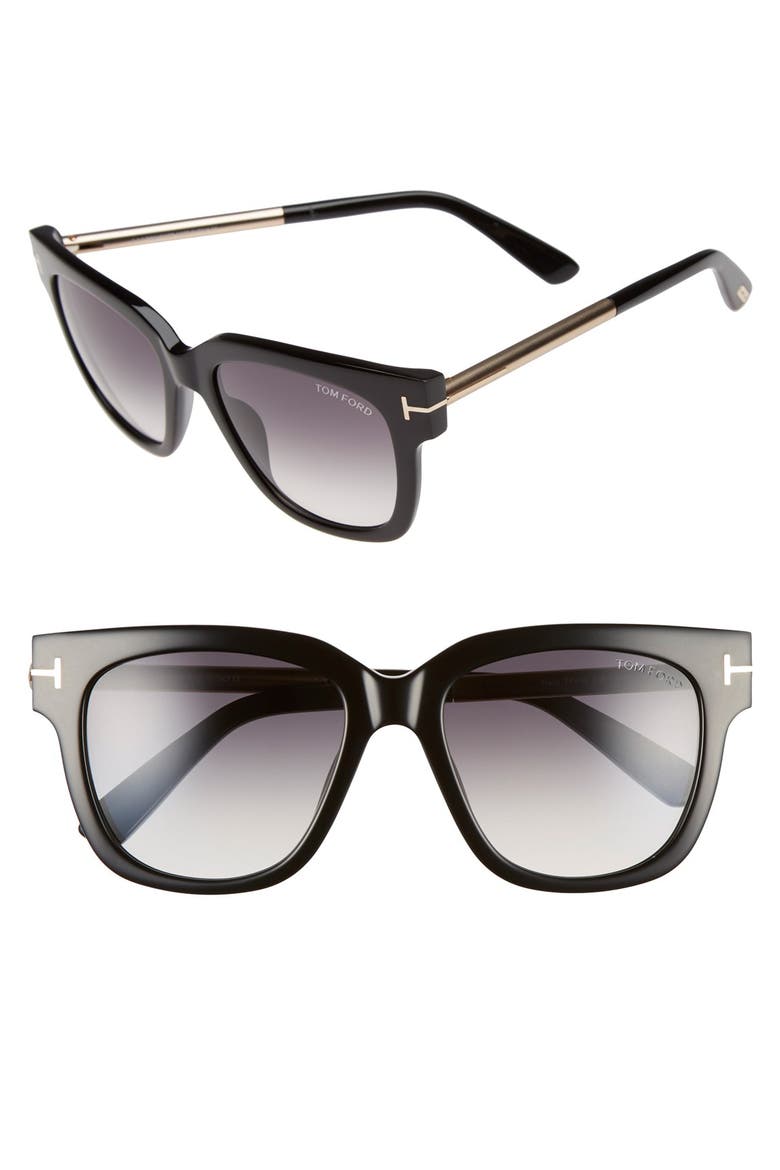 Tracy 53mm Retro Sunglasses, Main, color, SHINY BLACK/ GRADIENT SMOKE
