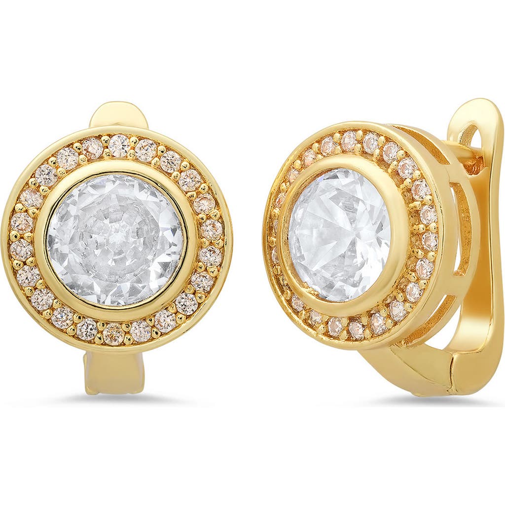 Hmy Jewelry Simulated Diamond Pavé Earrings In Gold