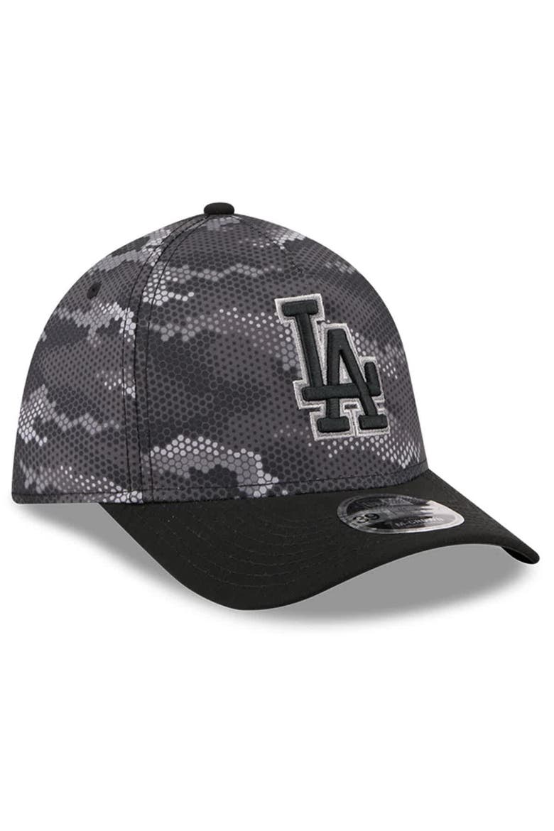 Men's New Era Black Los Angeles Dodgers Camo 39THIRTY A-Frame Flex Hat, Alternate, color, Black