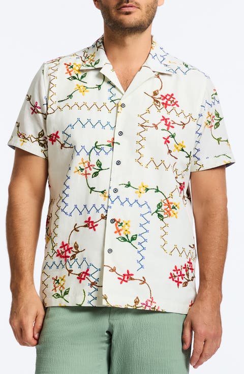 Marettimo Embroidered Cotton & Linen Camp Shirt