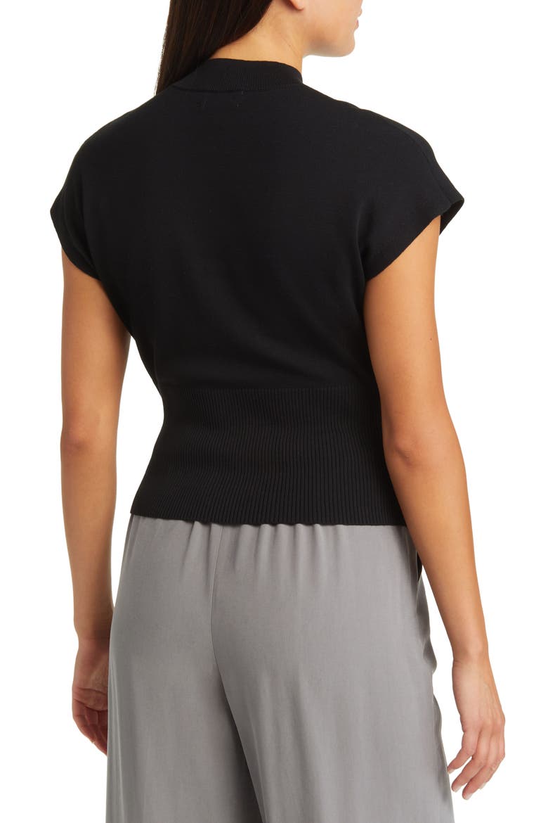 Mock Neck Rib Sweater, Alternate, color, BLACK