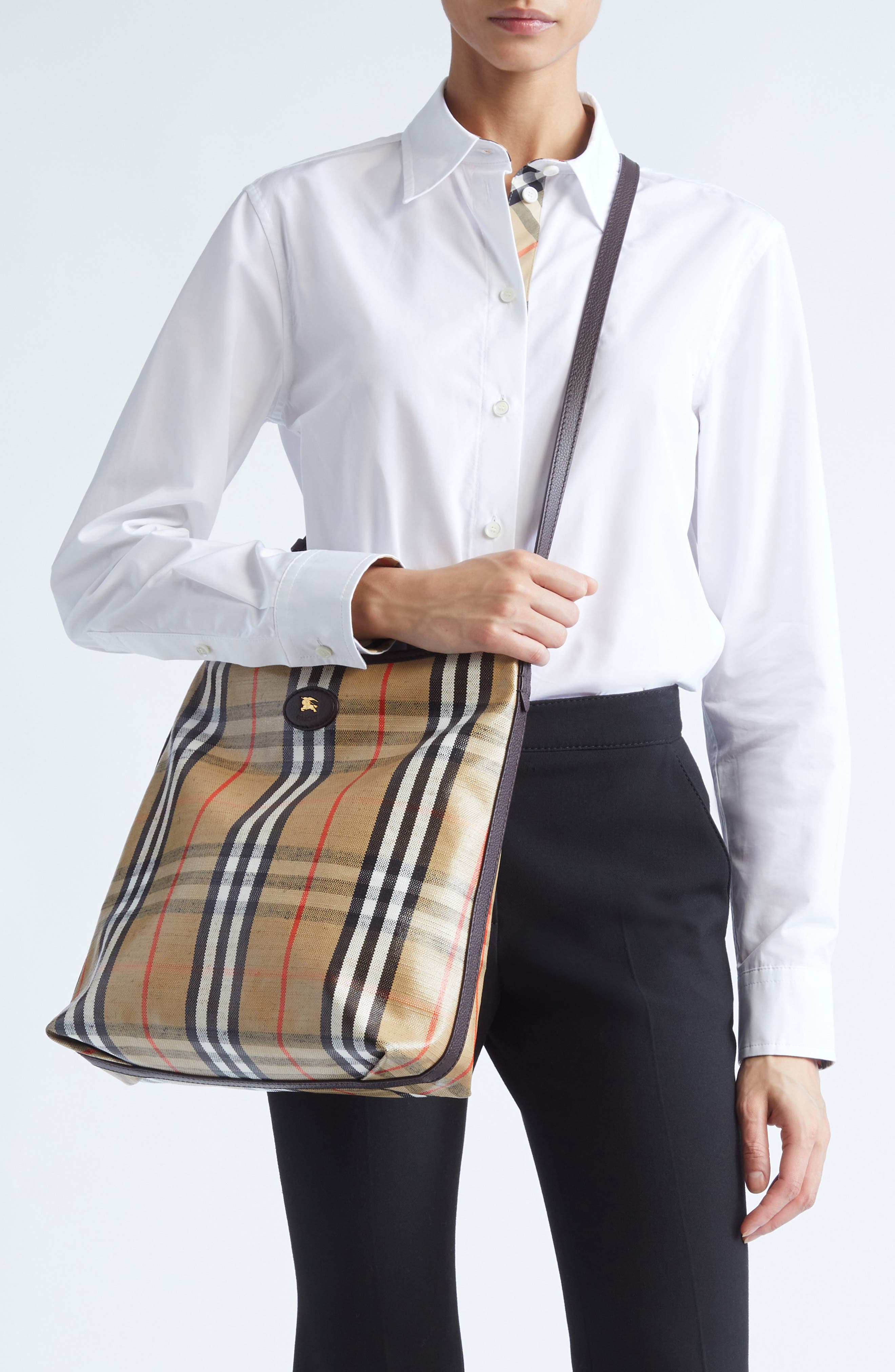 Burberry Small Highlands Coated Canvas Crossbody Bag, Alternate, color, Sand