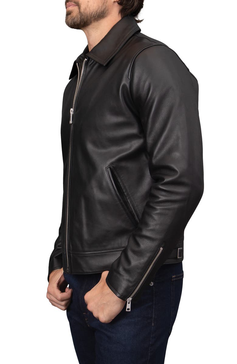 Bagatelle Nappa Leather Zip Jacket, Alternate, color, Black