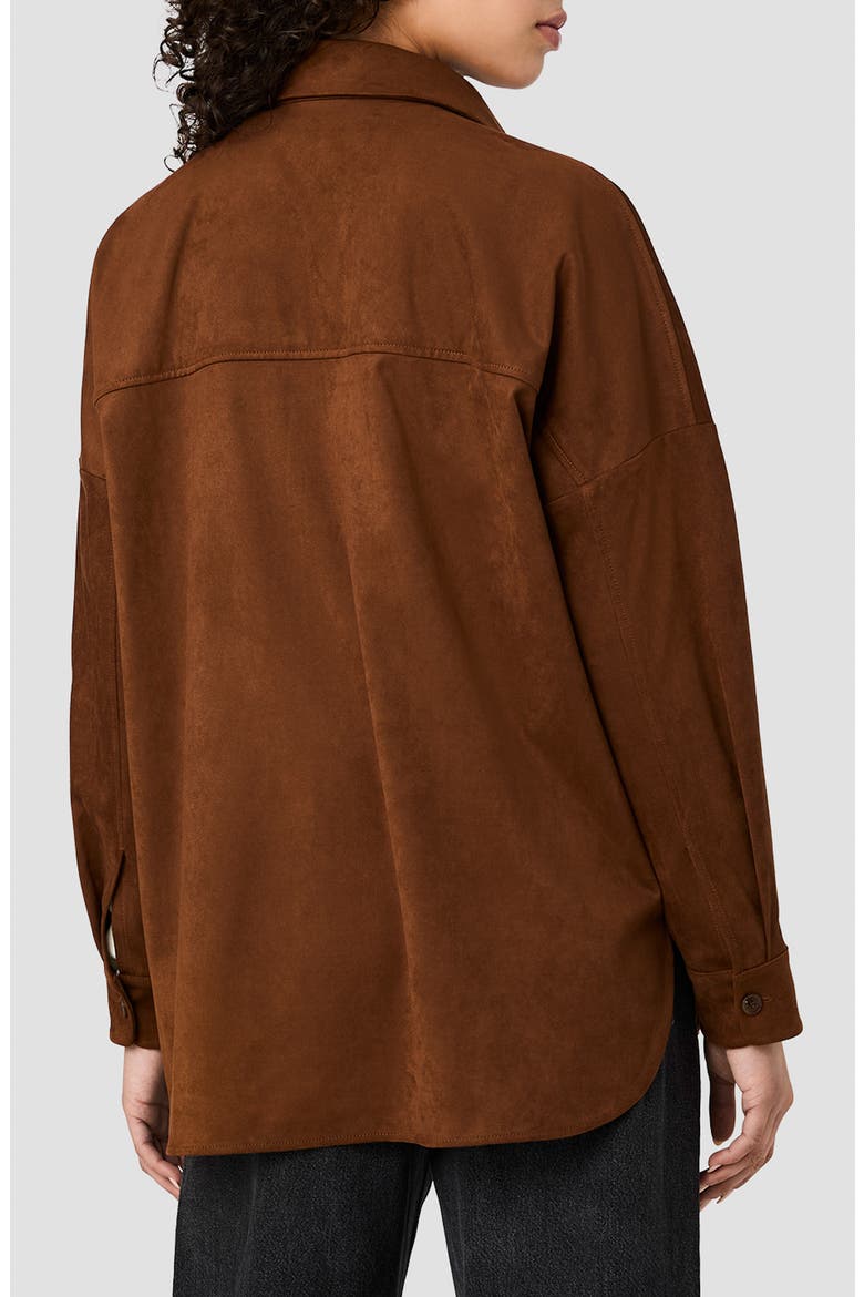 Sonja Faux Suede Button Down Shirt, Alternate, color, COGNAC CLAY