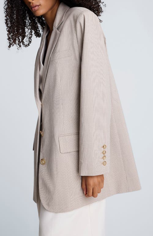 Kenneth Cole Plaid Oversize Blazer In White