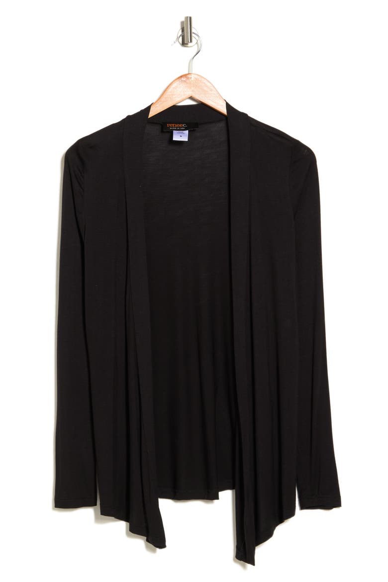 Jersey Cardigan, Alternate, color, BLACK