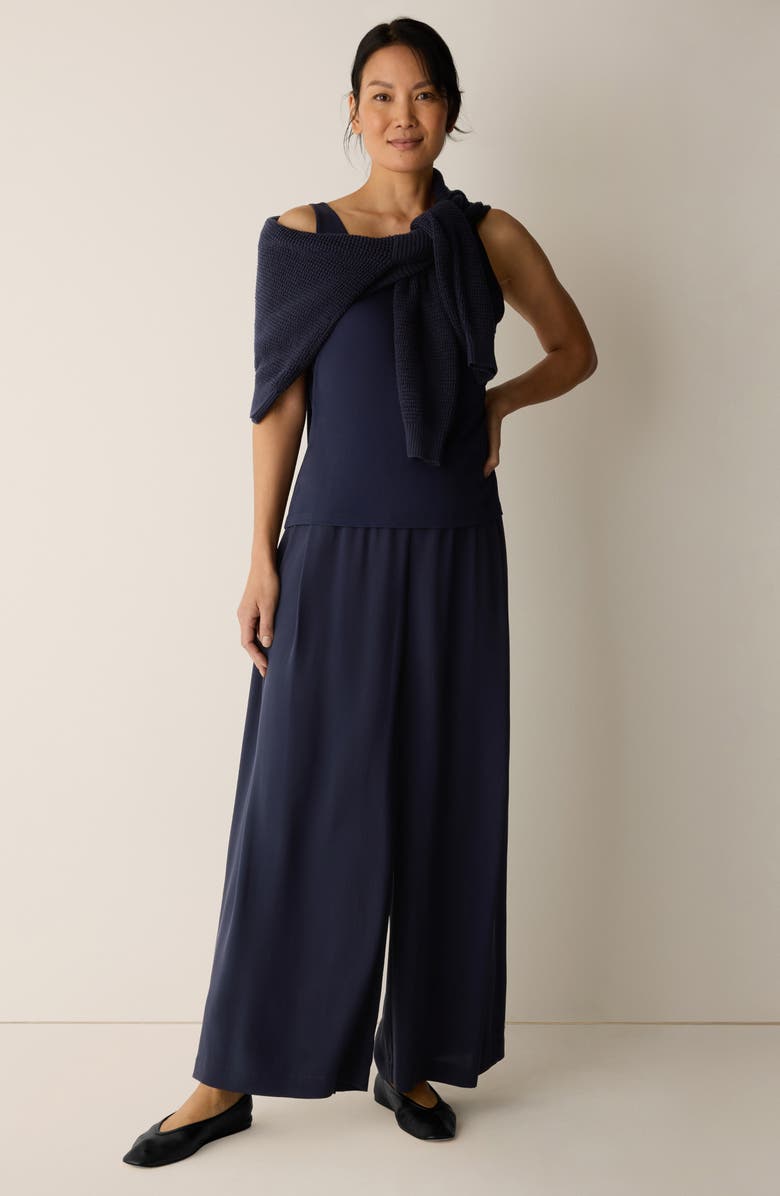 Eileen Fisher Slim Fit Scoop Neck Silk Tank, Alternate, color, Ink